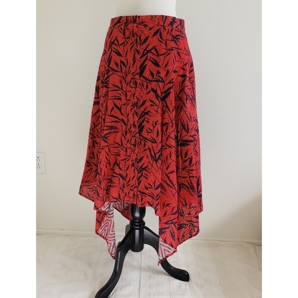 Prabal Gurung Red and Black Asymmetrical Skirt